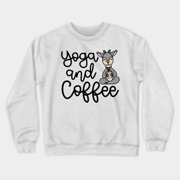 Yoga and Coffee Goat Yoga Fitness Funny Crewneck Sweatshirt by GlimmerDesigns